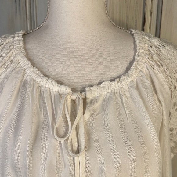 French Laundry White Lace Sleeve Milk Maid Blouse - Picture 6 of 11